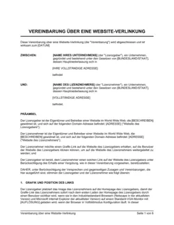 Vereinbarung über eine Website-Verlinkung