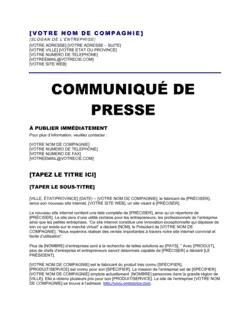 Communiqué de presse Annonce d'un site internet