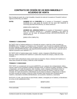 Contrato de cesión de un bien inmueble y acuerdo de venta