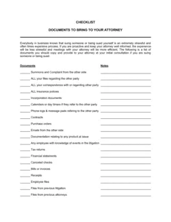 Checklist Documents to Bring to Your Attorney