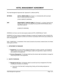 Hotel Management Agreement