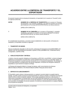 Acuerdo entre la empresa de transporte y el exportador