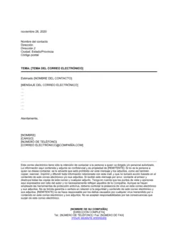 Notificación de confidencialidad y renuncia por correo electrónico