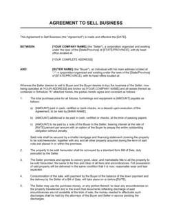 Agreement of Purchase and Sale of Business Assets Short