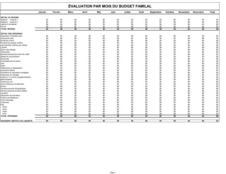 Évaluation mensuelle du budget familial