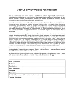 Modulo di valutazione per colleghi