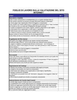 Valutazione del sito internet