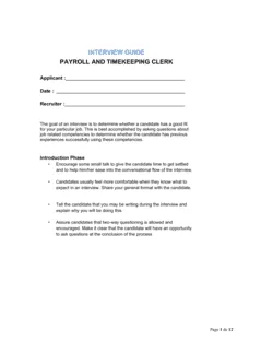 Interview Guide Payroll and Timekeeping Clerk