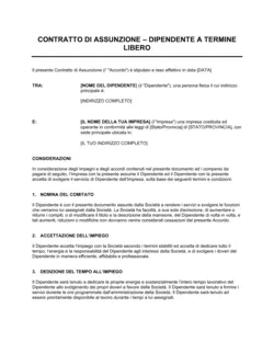 Contratto assunzione a termine libero