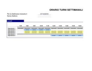 Orario turni settimanali