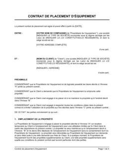 Contrat de placement d'équipement