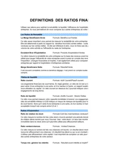 Calculateur de ratios financiers