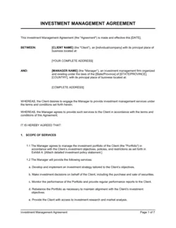 Investment Management Agreement