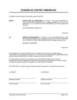 Cession de contrat immobilier