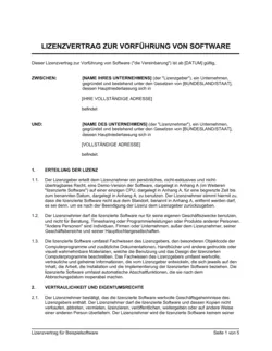 Lizenzvertrag für Beispielsoftware