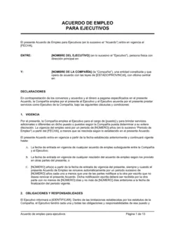 Acuerdo laboral para ejecutivo