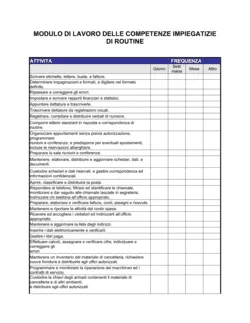 Modulo di lavoro delle competenze impiegatizie di routine