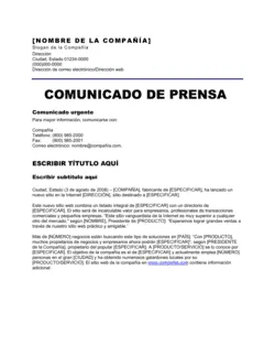 Comunicado de prensa por nuevo sitio web