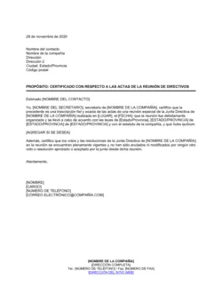 Certificado de actas de la asamblea de directorio