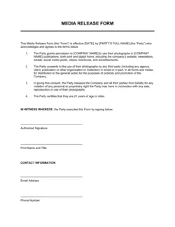 Media Release Form