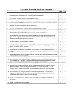 Questionnaire de pré-entrevue