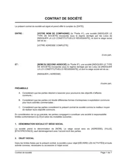 Contrat de société