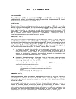 Política de AIDS no Local de Trabalho