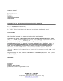 Aviso de respuesta de violación de exclusión de la garantía