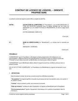 Contrat de licence de logiciel (orienté propriétaire)