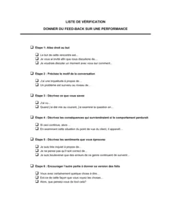 Liste de vérification Entretien avec un employé sur une performance