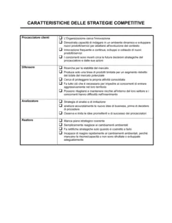 Caratteristiche delle strategie competitive