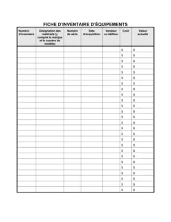 Fiche d'inventaire d'équipements