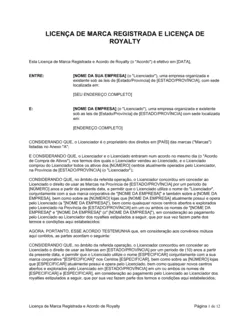 Acordo de Licença de Marca Registrada e Royalty