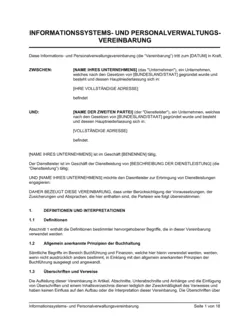 Informationssystems- und Personalverwaltungsvereinbarung