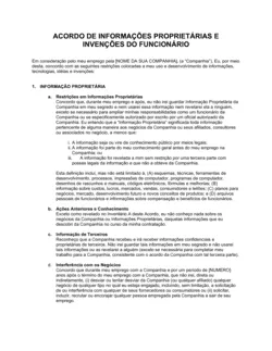 Acordo de Informação Proprietária e Invenções