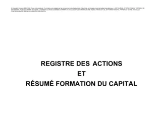 Livre des actions Résumé formation du capital