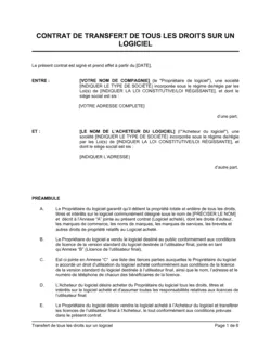 Transfert de tous les droits sur un logiciel