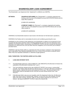 Shareholder Loan Agreement