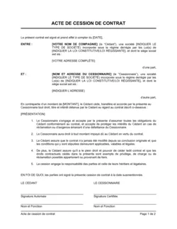 Acte de cession de contrat