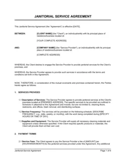 Janitorial Service Agreement