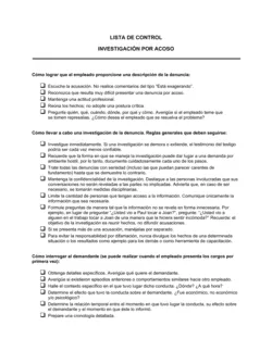 Lista de ítems para tener en cuenta investigación acerca de acosos