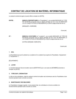 Contrat de location de matériel informatique