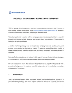 Product Management Marketing Strategies