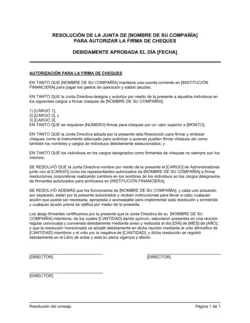 Resolución del directorio para autorizar la firma de cheques