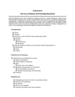 Checkliste für Vollständige Vertragsbedingungen