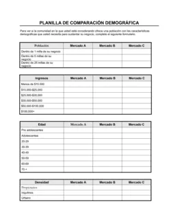 Planilla - Comparación demográfica