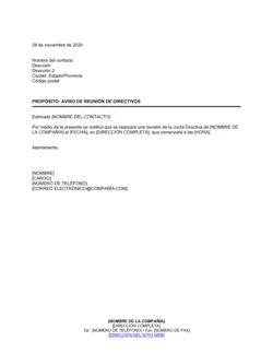 Notificación de asamblea del directorio