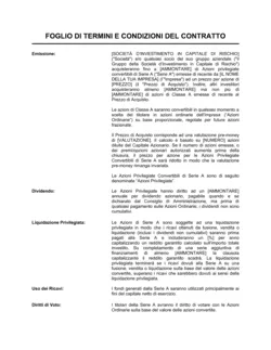 Foglio di termini e condizioni del contratto