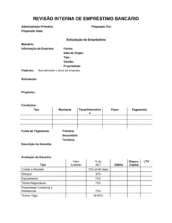 Lista de Conferência e Formulário de Aplicação a Empréstimo Bancário