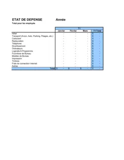 État des dépenses d'opération Mensuel, Trimestriel et Annuel